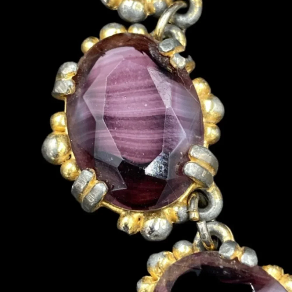 Vintage Purple Porphyr Glass Adjustable Necklace